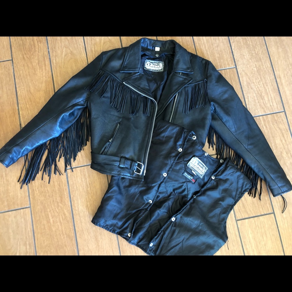 Boho leather motorcycle jacket